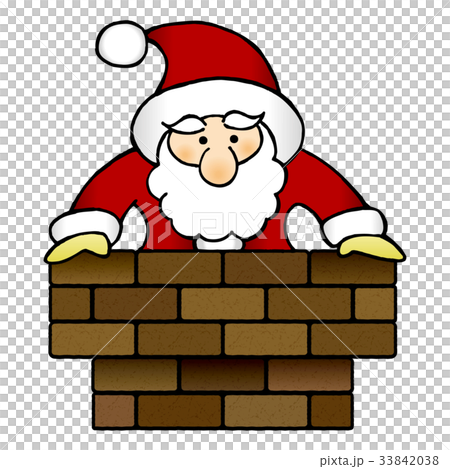 サンタクロース 煙突 クリスマス［黒ライン］ 33842038