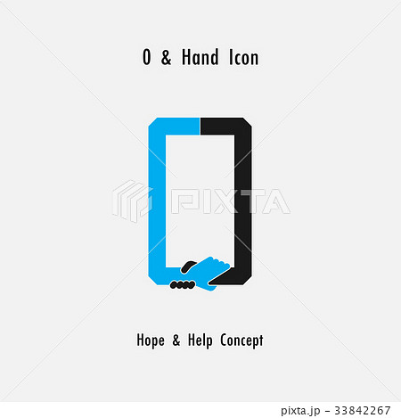 Creative 0- Number icon abstract and hands icon  33842267