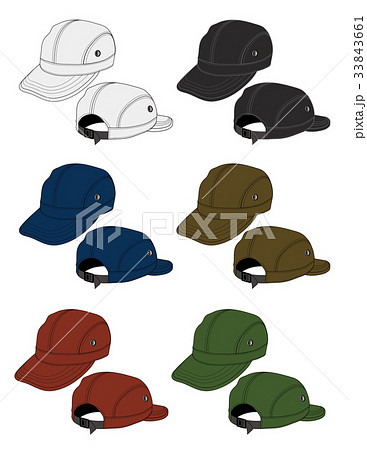 帽子 キャップ イラスト カラーバリエーションのイラスト素材