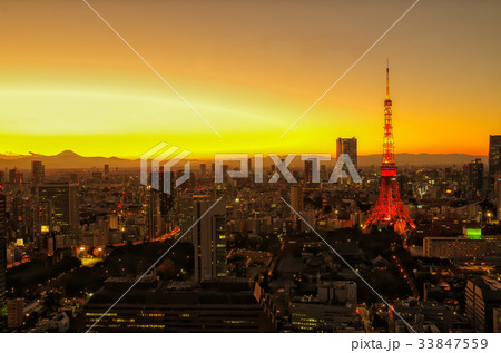 【東京夕景】東京タワー　世界貿易センタービル　シーサイドトップ 33847559