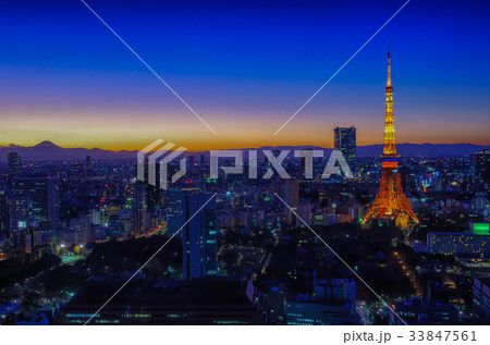 【東京夕景】東京タワー　世界貿易センタービル　シーサイドトップ 33847561