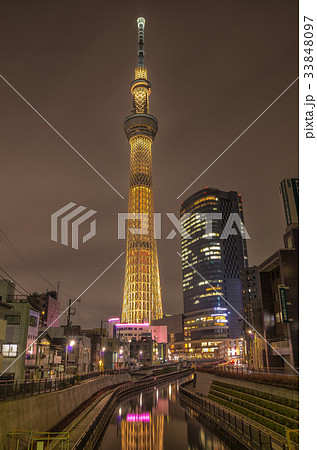 【東京夜景】東京スカイツリー　押上　十間橋　ブラウンショコラ 33848097