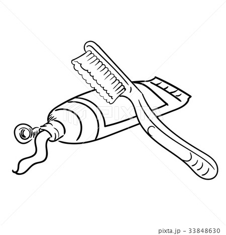 Hand drawn Toothbrush and Tooth Paste-Vector 33848630