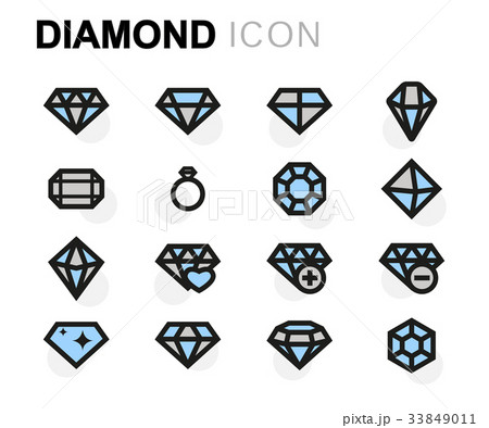 Vector flat diamond icons set 33849011