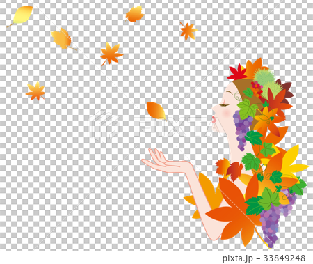 Autumn woman white background 33849248