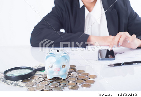 accountant or banker calculating balance. finances 33850235