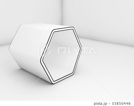Empty white hexagonal object. 3d render 33850446