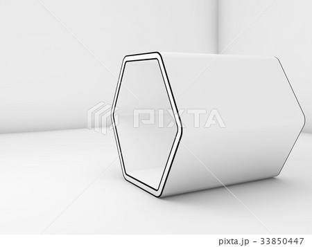 Empty hexagonal stand with black contour 3d 33850447