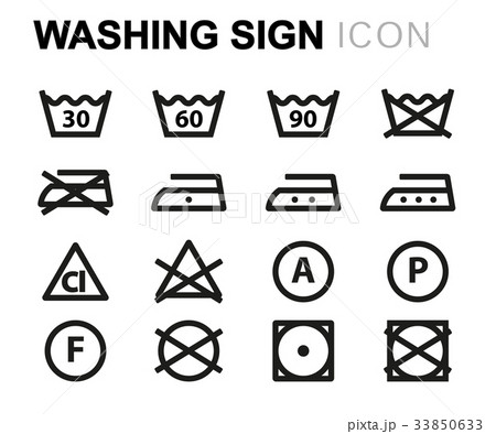 Vector line washing signs line usb icons set 33850633