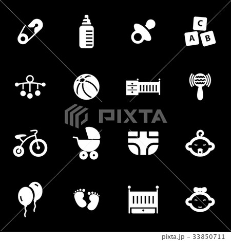 Vector white baby icons set 33850711