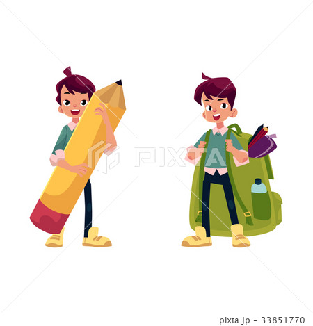 vector flat schoolboy character set isolated vector flat schoolboy character set isolated 33851770
