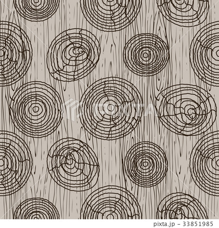 Wooden bark circles beige seamless vector pattern. Wooden bark circles beige seamless vector pattern. 33851985