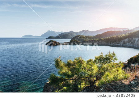 blue sea wave of mediterranean  on turkish coast i 33852408
