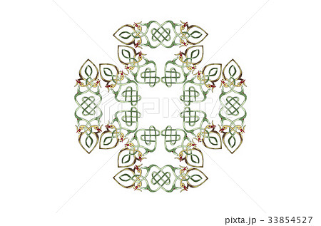 Embroidery cross of ornament interwoven birds Embroidery cross of ornament interwoven birds 33854527
