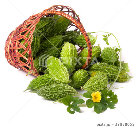 bitter melon or momordica in a wicker basket bitter melon or momordica in a wicker basket 33858055