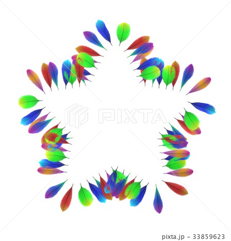 Colorful feathers. Star frame. Isolated on white Colorful feathers. Star frame. Isolated on white 33859623