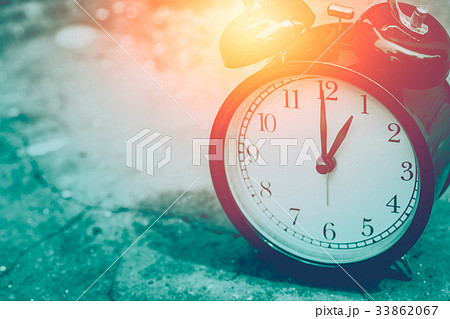 vintage clock selective focus at number 1 o'clock vintage clock selective focus at number 1 o'clock 33862067