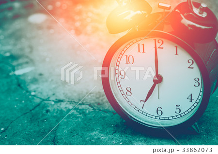 vintage clock selective focus at number 7 o'clock vintage clock selective focus at number 7 o'clock 33862073