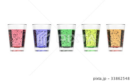 カラフルな炭酸水入りのコップ 33862548