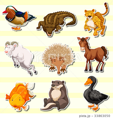 Wild animals in sticker set 33863050