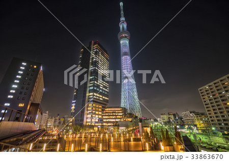 【東京夜景】東京スカイツリー　押上　押上駅前自転車駐車場 33863670