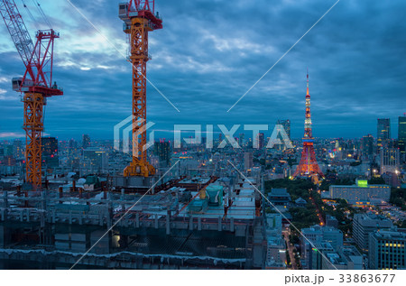 【東京夕景】東京タワー　世界貿易センタービル　シーサイドトップ 33863677