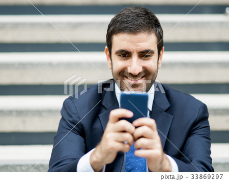 Portrait of handsome businessman outdoor Portrait of handsome businessman outdoor 33869297