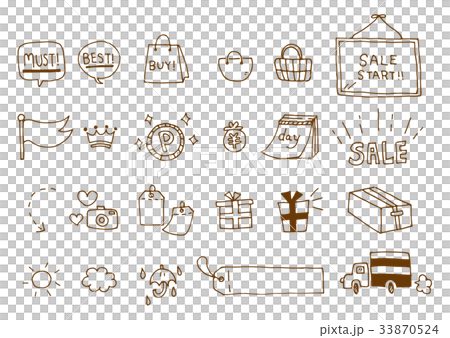 2, hand drawn icon set for net shop 33870524