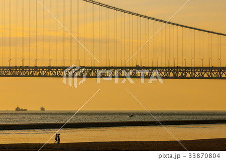 明石海峡大橋の夕景 33870804