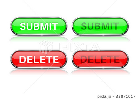 Submit and Delete buttons. Red and green icons 33871017