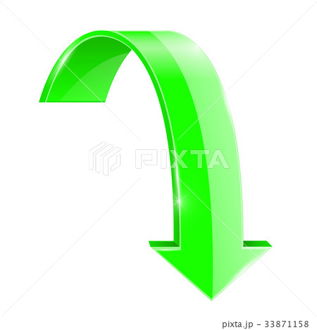 Green down arrow. 3d shiny web icon Green down arrow. 3d shiny web icon 33871158