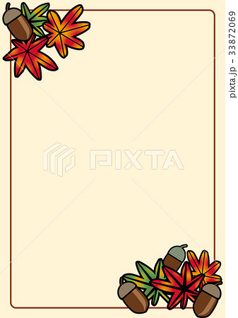 가을의 이미지 배경 단풍 · 도토리 · 백그라운드 판촉 용 포스터 형식 편지지 - 스톡일러스트 [33872069] - Pixta