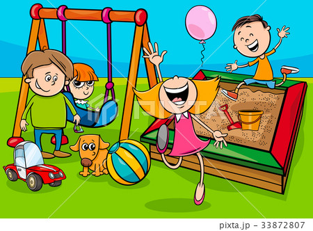 cartoon children characters on playground cartoon children characters on playground 33872807