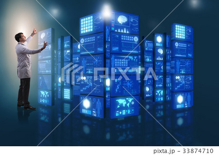 Doctor in telemedicine concept pressing buttons 33874710
