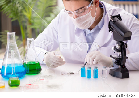 Male doctor working in the lab on virus vaccine 33874757