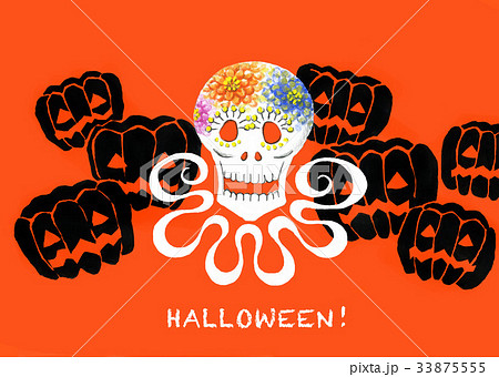 ハロウィンのガイコツ＿横 33875555