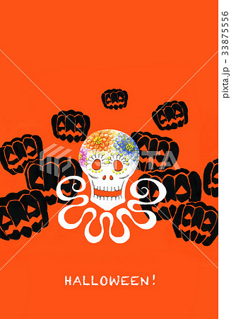 ハロウィンのガイコツ＿縦 33875556