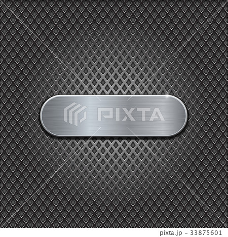 Metal brushed oval plate on perforated background 33875601