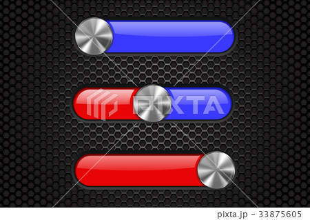 Interface slider bar. Red and blue bar on metal 33875605