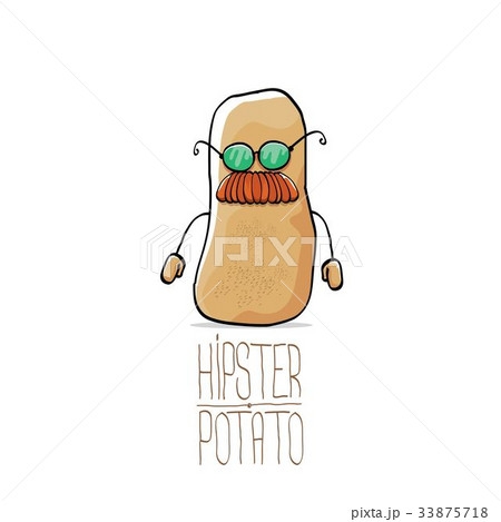 vector funny cartoon cute brown hipster potato 33875718