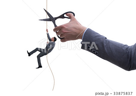 Hand cutting rope in business risk concept Hand cutting rope in business risk concept 33875837