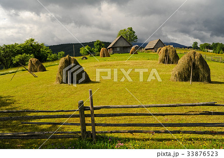 Field with haystack Field with haystack 33876523