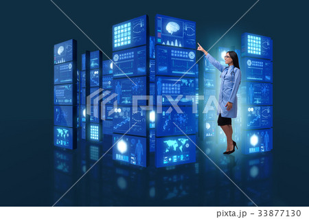 Doctor in telemedicine concept pressing buttons 33877130