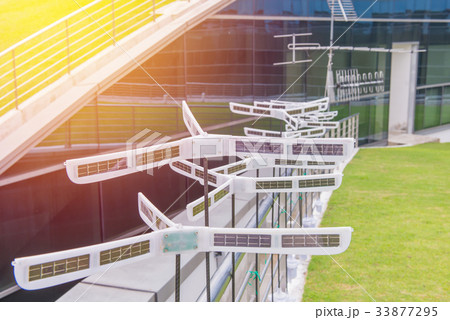 solar panels with turbines in the city 33877295