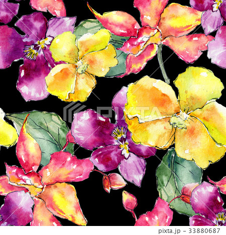 Wildflower orchid flower pattern in a watercolor 33880687