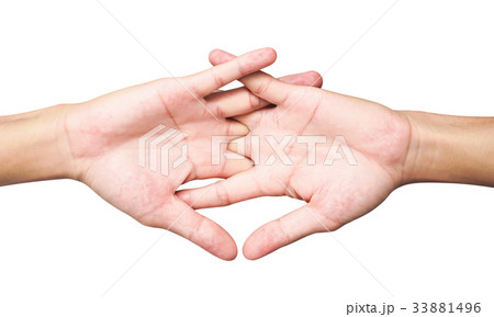 Stretching exercises finger ion white background Stretching exercises finger ion white background 33881496