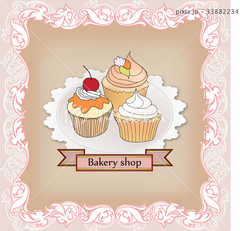 Cake. Cafe menu Background Bakery. Sweet, Dessert - Stock Illustration  [33882234] - PIXTA