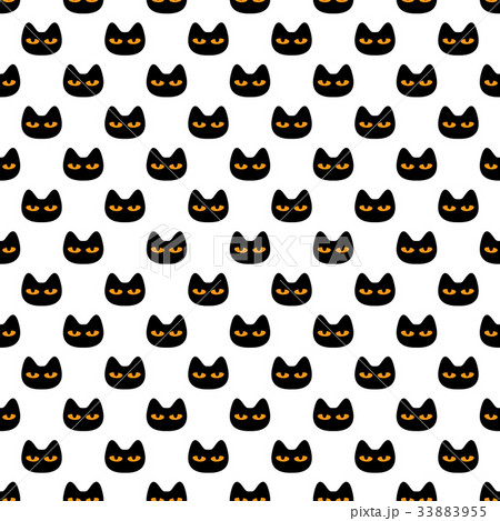 Seamless pattern with black scary Halloween Cat 33883955