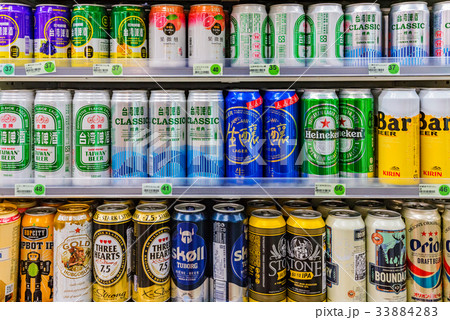 Variety of beers in a 7-eleven convenience store Variety of beers in a 7-eleven convenience store 33884283