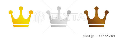 ランキング王冠 金銀銅 3色セットのイラスト素材